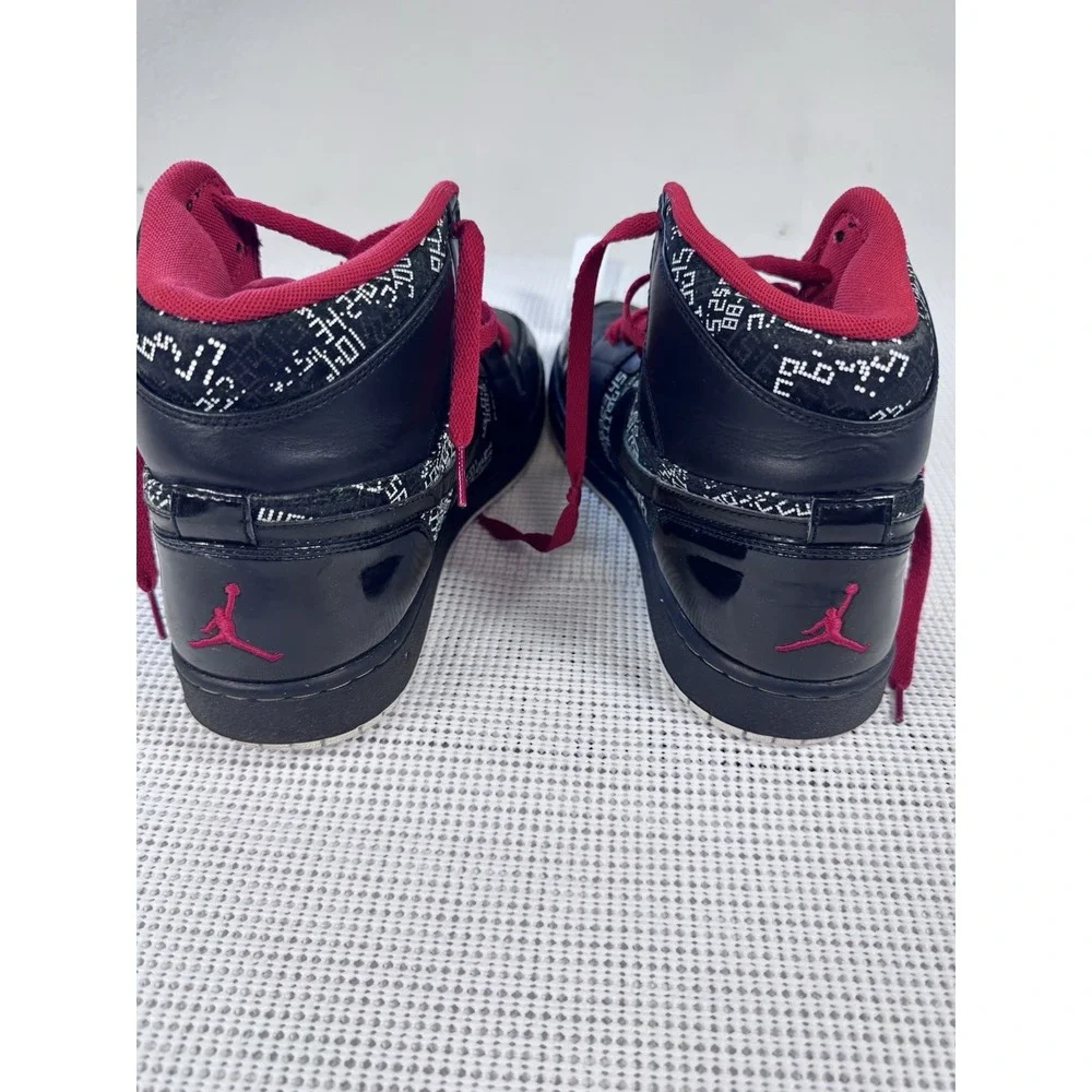 Jordan 1 Phat Mid Black Red Graphic Print Mens Sneakers 374998-012 Size 13